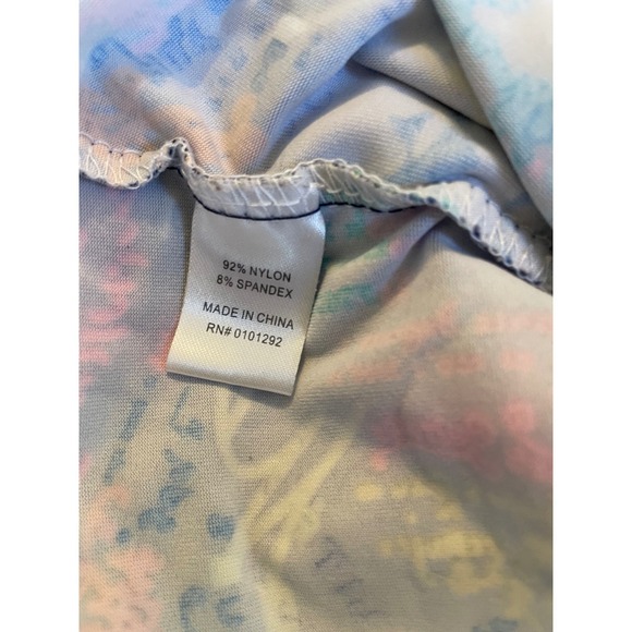 Lulu-B Size XS Ruffle V-Neck 3/4 Sleve UPF 50 Top Paris Print French Script - Picture 9 of 9